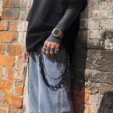 1pc Baddie Edgy-Cute Transparent Double-Layer Chain Waist Chain - Acrylic Paneled Street Style Accessory, Daily Street Outfit Decorative Pants Chain - Yellow - View 6
