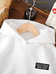 Young Boy Cartoon Pattern Warm Sweatshirt - White - View 3