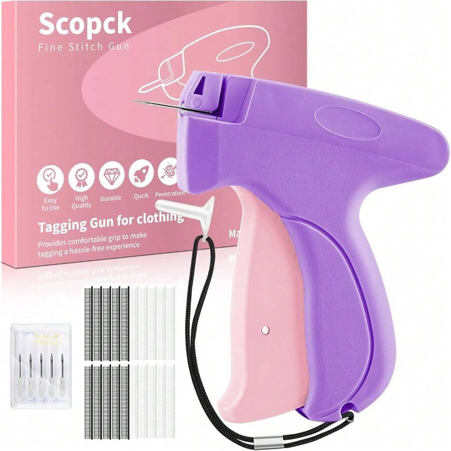 Handheld Clothing Stitch Gun, Quick Fix Tool For Clothes, Includes 6 Needles & 2000 Fasteners (Black/White), Portable Sewing Machine For Home & Travel, Easy To Use, Durable Fabric Repair Kit - Màu tím - Xem 1
