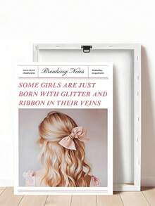 1pc Pink Charm Fashion Makeup Wall Art, Elegant Vintage Girl Style Ribbon Bow Quote Canvas Poster, Retro Cute Penguin Canvas Poster, Surreal Bathroom Animal Wall Art, Funny Penguin Fishing In Bathtub Poster, Suitable For Bedroom, Living Room, Wall Decor, Home Decor, Canvas Wall Art, Poster, Framed Wall Art, Frame Optional