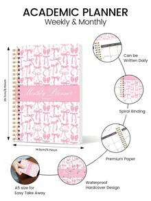 BUBU 2026-2027 Monthly Planner Notebook, A5 Spiral Bound, Includes Monthly/Weekly Planner, Calendar, Notes Section, To-Do List, Office & Study Supplies, 2026 New Year Gift - Pink - View 6