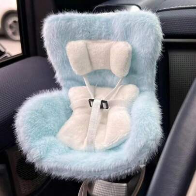 Car Seat For Labubu Doll With Air Vent Clip,Cute,Functional Ty Seat For 3.94-6.69" (10-17cm) Dolls,Furry Cushion Car Ornament Display Accessory For Doll Fans And Collectors (Blue),19390010