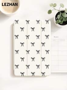 1pc Bowknot Print Flat Protective Case, Compatible With IPad 10.2 Inch, IPad Pro 11 2021/2020/10th Gen, IPad Mini 4/5/6, Galaxy Tab A8 10.5 Inch 2022, Matepad 10.4/Tab, With Pencil Slot, Anti-Drop, Tablet Stand Protective Cover - Multicolor - View 4