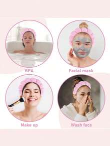 1/3 件套 Spa 洗脸头带、女士护肤化妆头带、泡泡妆头带、少女礼物、洗脸头带、洗脸腕带、水疗头带、化妆头带、洗脸头带、护肤头带、粉色天鹅绒蓬松海绵头带、蝴蝶结、泡泡、水疗头带、腕带、女士和女孩发饰套装 - 彩色 - 查看 7