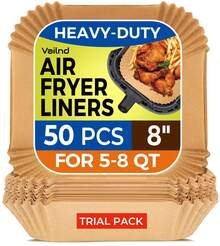 Air Fryer Liners Disposable - 50 PCS 8 Inch Air Fryer Parchment Paper Round, Non-Stick  Paper Liner For Baking Roasting Microwave - 50 chiếc - Xem 10