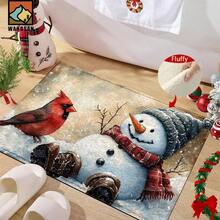 1 pezzo Tappetino antiscivolo per il bagno con motivo di luci di Natale e regali, realizzato in materiale simil-cachemire, con decorazione in pelliccia, adatto per bagni, ingressi, cucine e altre occasioni, lavabile in lavatrice, decorazione natalizia, può essere regalato - Multicolore - Visualizzare 1