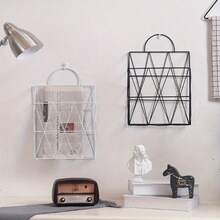 Iron Simple Press Newspaper Sundries Storage Basket Wall Decoration Shelf - Multicolor - View 3