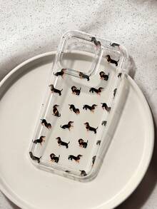 可爱腊肠犬图案液态硅胶手机壳，全方位保护，防震防摔，TPU软橡胶材质，兼容三星Galaxy手机 - 彩色 - 查看 1