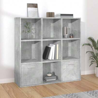 Libreria Larryhot Grigio Cemento 98x30x98 cm Legno ingegnerizzato, resistente e durevole, facile da montare, stile decorativo, adattA, Per riporre soprammobili, statuette, libri, piccoli oggetti, ecc.
