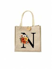 Bolso de tela con estampado de letras, bolso de tela estampado, bolso con decoración de botones, bolso grande de capacidad minimalista, bolso de tela casual y portátil de gran capacidad, bolso de compras multifuncional, nuevo diseño, gran capacidad, compañero de compras, bolso de hombro, bolso de tela, bolsa de almuerzo, lonchera, bolso cruzado, para mujer, uso diario, cita - Multicolor - Ver 20