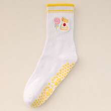 1Pair/Pilates Grip Socks For Women Yoga Grippy SocksCute Barre Non Skid Athletic Crew Sticky Sock Workout