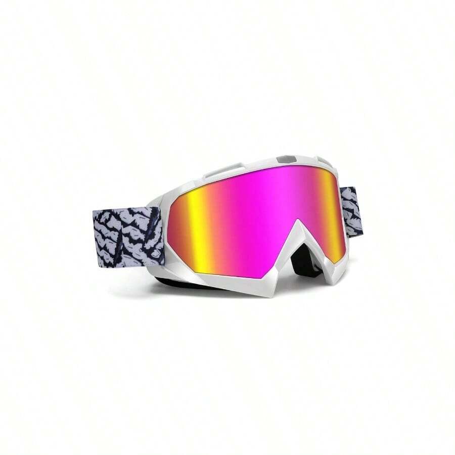 Motorcycle Goggles Dirt Bike Goggles Windproof ATV Dustproof Racing GogglesScratch Resistant Ski Goggles Protective Safety Glasses PU Resin Black Frame+Color Lens - White-hd Pink Lens - View 1