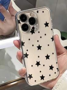 星星单件男女通用五角星图案透明穿孔简约TPU防震手机壳适用于苹果系列