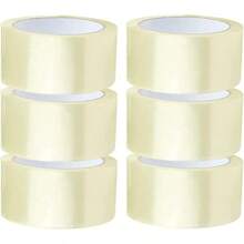 6 卷/每卷 66 码重型透明包装胶带，适用于盒子、包装、学生 DIY 工艺品、切割和粘贴 - 家居、办公用品、搬家、节日礼物包装胶带 | 透明塑料胶带 | 耐用粘合剂（胶带开口处随机红色或蓝色箭头，随机带或不带文字衬垫）