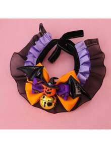Halloween Pet Collar Kitten/Dog Bib Accessory Lace Pumpkin Bat Wings Pet Collar With Bowknot - Multicolor - View 6