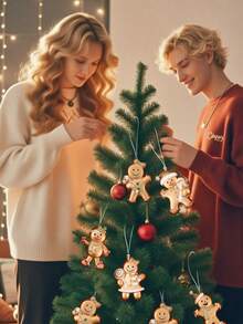 6 pièces Ensemble d'ornements de Noël en verre soufflé fait à la main - Style glamour, Père Noël, Bonhomme en pain d'épices, Designs d'arbres de fête, Pas d'électricité ou de plumes nécessaires pour la décoration de l'arbre de Noël