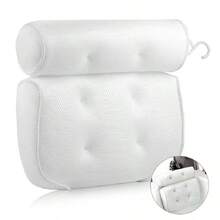 1 almohada para bañera de spa con ventosas antideslizantes para soporte para cuello y espalda, accesorio para bañera/baño - Marfil - Ver 9