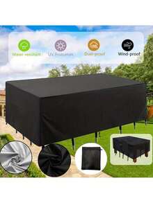 AIYYIPA 1 pieza Cubierta de caja para patio al aire libre - Tela Oxford duradera, cierre de cordón ajustable, protección resistente a la intemperie para almacenamiento de jardín y muebles de exterior, Cubierta para muebles de exterior