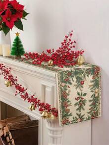 1pc Christmas Tree Printed Table Runner, Christmas Decor Linen-Like Table Runner, Table Runner, 1pc Table Runner, 4pcs Placemats, 1pc Cushion Cover, 3 Products Available, Seasonal Home Decor Indoor/Outdoor Party Supplies, Winter Home Decor, Christmas Decoration, Christmas Room Decor, Christmas Party Decoration