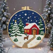 1 Set DIY Embroidery Kit With Plastic Embroidery Hoop, Christmas Gift Embroidery Wall Hanging Decor, Random Color Embroidery Frame