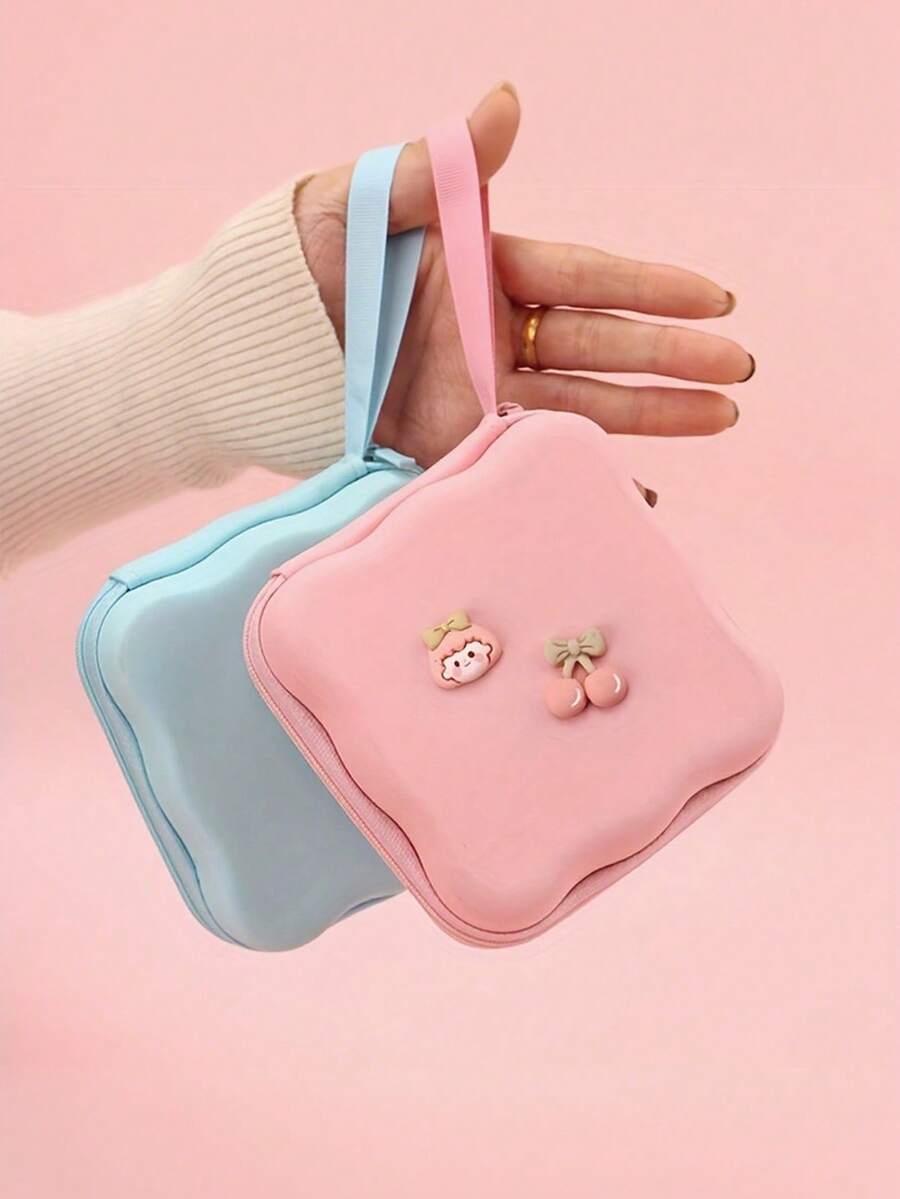 Cute Girl Portable Storage Bag, Fits Hard Drive, Cables, Charger, Earphones, Coins, Cartoon Power Bank, Shockproof Case Travel Essentials Charger Case Digital Camera Accessories Cable Organizer Electronic Organizer Waterproof For Travel For Tech For Women For Men