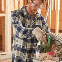 Camisa de franela de cola blanca legendaria recomendada, camisa abotonada Buck Camp para hombres, top de temporada - Cuadros de montaña - Ver 2