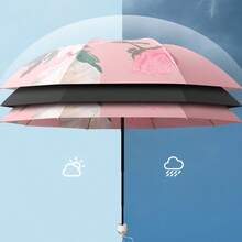 1 件豪华双面花伞，三折伞，晴雨两用双层伞，太阳伞，防紫外线伞