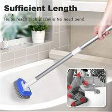 58-Inch Long Handle Tub & Tile Scrubber – 3-In-1 Extendable Cleaning Brush For Bathroom, Kitchen, Toilet, Wall, Sink – Non-Scratch Surface  (Includes 3 Handles) - Default - View 4