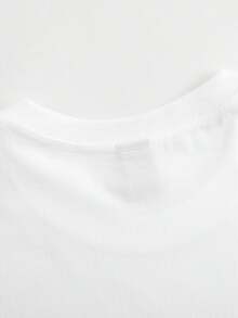 Botas de combate vaqueras 180g Camiseta de Manga Corta para Mujer diseño de cuello redondo, 100% algodón y transpirable estilo básico casual y Para uso diario en el transporte y versátil - Blanco 5 - Ver 4