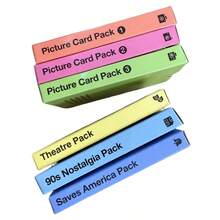 Cartas de Jogos de Natal Contra: Pacote Salva América, Pacote Nostalgia dos Anos 90, Pacote Teatro, Pacote de Cartas de Imagem 1, Pacote de Cartas de Imagem 2, Pacote de Cartas de Imagem 3, Mini Expansão, Material Resistente de Cartão, Jogo Interativo para Diversão e Entretenimento em Noites de Festa