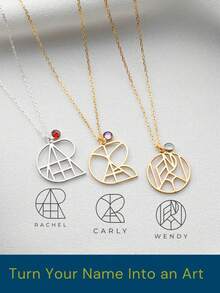 1 Customized Birthstone Name Logo Necklace, Simple Personalized, Elegant And Unique, Suitable For Daily Collocation, Holiday Gifts (The Eponymous Pattern Is Not Unique) - Multicolor 5 - View 6