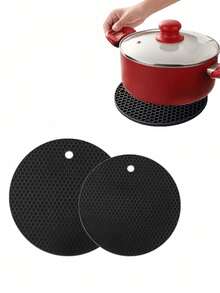 2pcs Heat Resistant Placemats, Non-Slip Silicone Trivet Mats For Hot Pots, Pans, Dishes, Suitable For Kitchen, Dining Table, Multipurpose Coasters