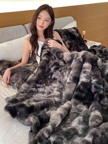 1pc Luxury Tie-Dye Faux Fur Blanket - Soft, Warm, Comfortable, Multipurpose, Suitable For All Seasons - Great For Bedroom, Guest Room, Living Room, Dorm, Car, Sofa, Travel And Outdoor Activities