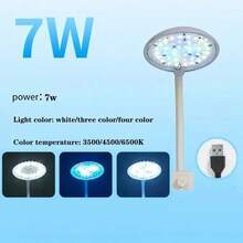 Aquarium Light For 1 To 3 Gal Fish Tank (Dimmable White+Blue+Red LED) USB Full Spectrum 5W 7W Dimmable Small Fish Tank Light Lamp, Adjustable Brightness Fish Tank Light For Open Terrarium,Planted Tank,Round Fish Tank ,Square Fish Tank