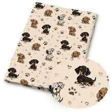 1 mảnh vải chần bông hình chó - Kích thước: 59 X 19,68 inch (150 X 50 cm), có họa tiết chó dễ thương, thích hợp cho đồ thủ công tự làm, chắp vá và làm ví - Đen và trắng - Xem 3