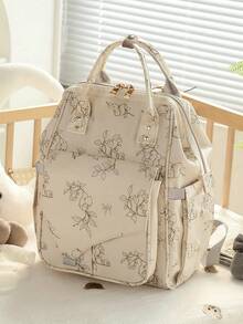 1 件多功能大容量妈咪包，轻便时尚尿布包可挂在婴儿车上