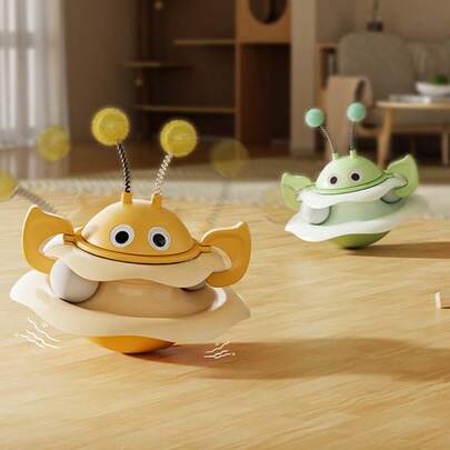 Un juguete de gato dulce y lindo hecho de plástico PP, una pequeña placa de pista de balanceo con forma de abeja, un plato giratorio que se entretiene solo para combatir el aburrimiento, un juguete para mascotas de uso diario para provocar a los gatos.