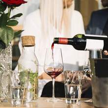 VEKENSEE Juego de 6 Copas de Vino Tinto, Vasos de Vino de Vidrio Transparente, Vasos Clásicos de Tallo Largo para Degustación de vVinos, para Fiesta, Boda, Cumplea?os, Día de la Madre (300ML) - negro - Ver 2