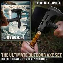 Hunting Outdoor Axe, Camping Axe, Hiking Machete With Bottle Opener, Multi-Size Hex Wrench And Sheath, Adventure Axe Hammer With Spikes, Suitable For Hiking, Trekking And Camping Tactical Accessories, Men's Doomsday Gear Gifts