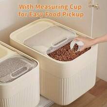 1 szt. hermetycznych pojemników do przechowywania karmy dla zwierząt – duże słoiki na suchą karmę z otwieranym okienkiem, szczelna konstrukcja dla psów, kotów i małych zwierząt – do użytku domowego, podróżnego i komercyjnego