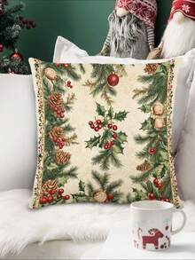 1pc Christmas Tree Printed Table Runner, Christmas Decor Linen-Like Table Runner, Table Runner, 1pc Table Runner, 4pcs Placemats, 1pc Cushion Cover, 3 Products Available, Seasonal Home Decor Indoor/Outdoor Party Supplies, Winter Home Decor, Christmas Decoration, Christmas Room Decor, Christmas Party Decoration