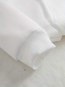 Sudadera con Capucha de Calavera y Estampado Geométrico para Mujer - Manga Larga Casual con Bolsillo Canguro, Mezcla de Poliéster, Lavable a Máquina - Perfecta para Otoño/Invierno - Blanco - Ver 4