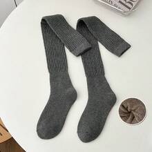 1/2/3/4双装女士冬季保暖过膝袜，荷叶边多层设计，女士过膝袜，及膝袜，保暖加厚过膝袜，宽松版型，秋冬保暖休闲袜，舒适袜 - 彩色 - 查看 9