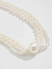 1 pezzo Elegante collana lunga con perle finte a più strati, collana vintage stile barocco con perline, adatta per ogni occasione, ottima scelta regalo