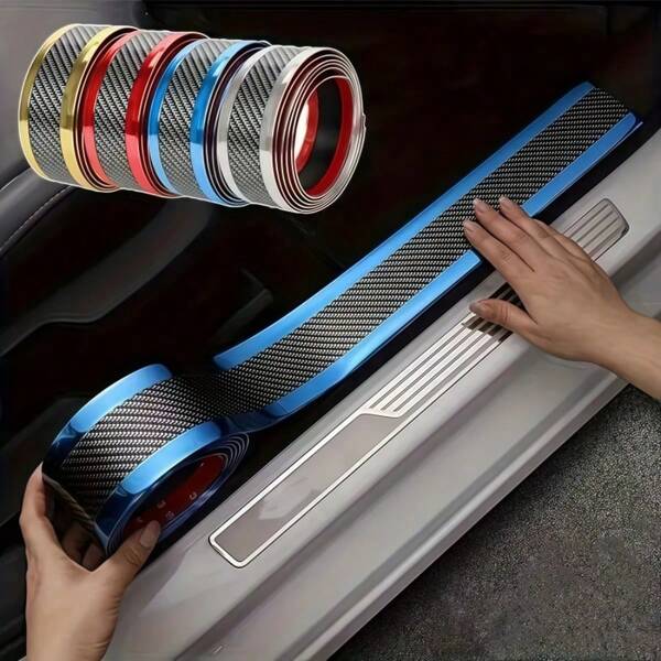 1pc Multi-Color Car Door Sill Protector Sticker, Practical Anti-Scratch Decal, Universal Pedal Decorative Strip, Also Protects Bumper & Door Edges, Essential Car Accessory
