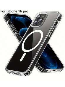 Rocoren Rocoren Magnetic Case Compatible With IPhone 17 16 Pro Max Plus, Magnetic Wireless Charging Phone Case Compatible With IPhone Lens Protection Impact Resistant Case, Transparent, PC+TPU