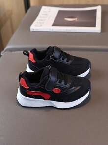 زوج من أحذية رياضية للأطفال، أحذية جري جديدة للربيع/الخريف للأولاد/البنات، أحذية كاجوال بنعل ناعم وشبكة تنفس - الأسود - مشاهدة 5