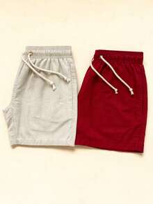 Kit 2 Shorts de Linho Premium Shorts Maurucinho Masculino de Linho Kit 2 Bermudas Verão Final de Ano - Vinho - Visão 1