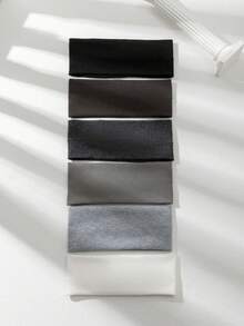 6条/套女士灰色发带，时尚百搭，适合日常佩戴、瑜伽健身、头巾发带、吸汗带等，秋冬季女士度假造型发饰，优雅围巾，柔软头巾 - 多色6件套裝 - 查看 4