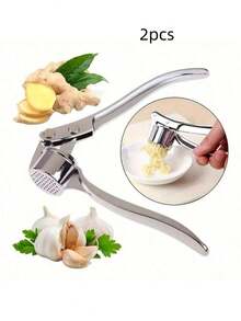 1/2 piezas Prensa de ajo de acero inoxidable - Multiusos, trituradora y exprimidor lavable con exprimidor de jengibre - Accesorio de cocina esencial